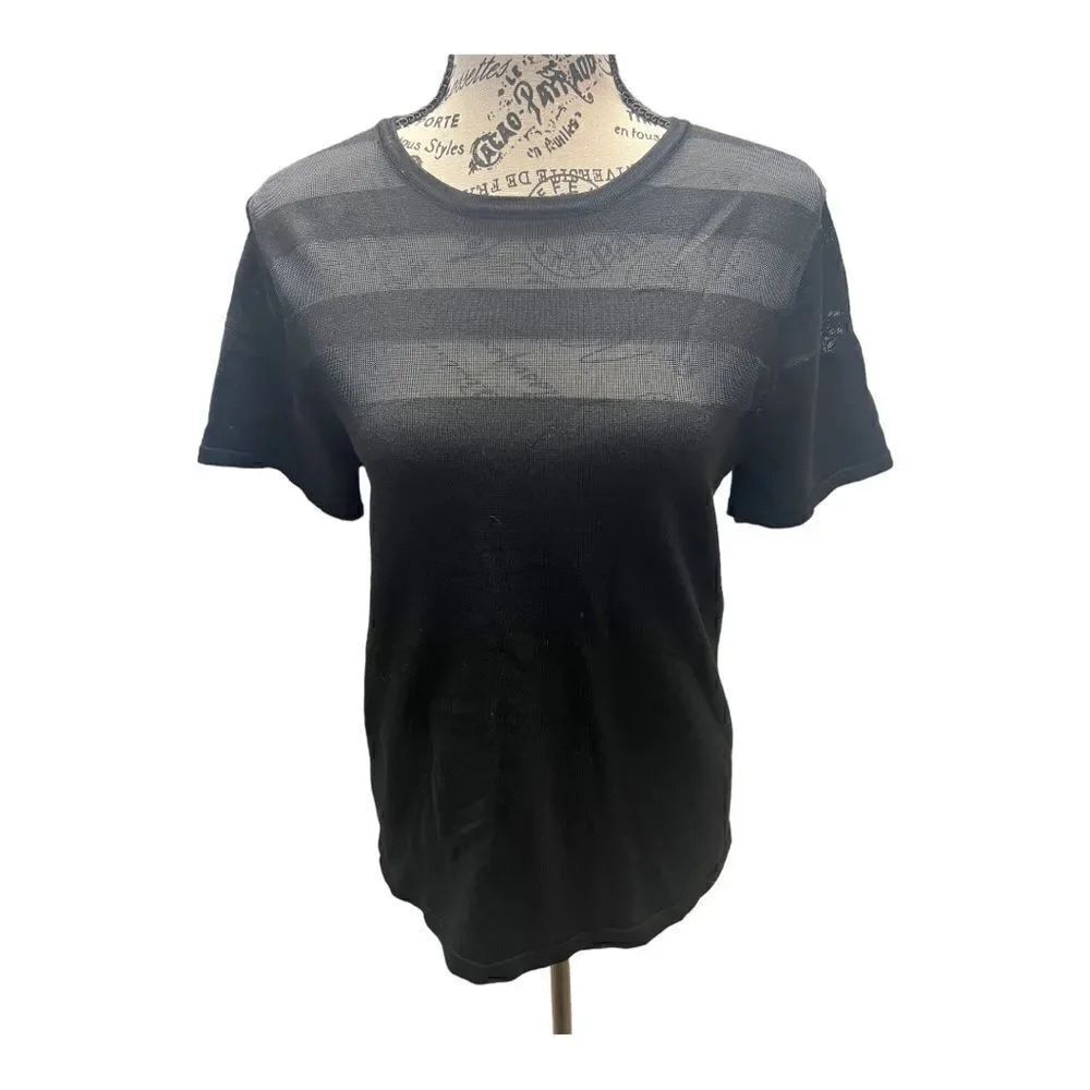 NWT Carmen Marc Valvo Couture Short Sleeve Knit Top Sz L